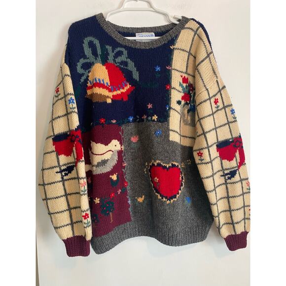 Dean’s of Scotland Sweaters - Dean’s of Scotland 100% wool sweater womens XL maximalist cottagecore
